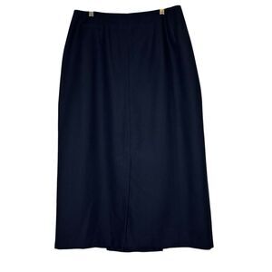 Harve Benard VINTAGE 100% Wool Long MIDI Skirt Size 14 Navy Blue Fully Lined